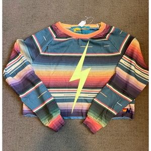 Aviator Nation Cropped Tulum Lighting Bolt Sweatshirt